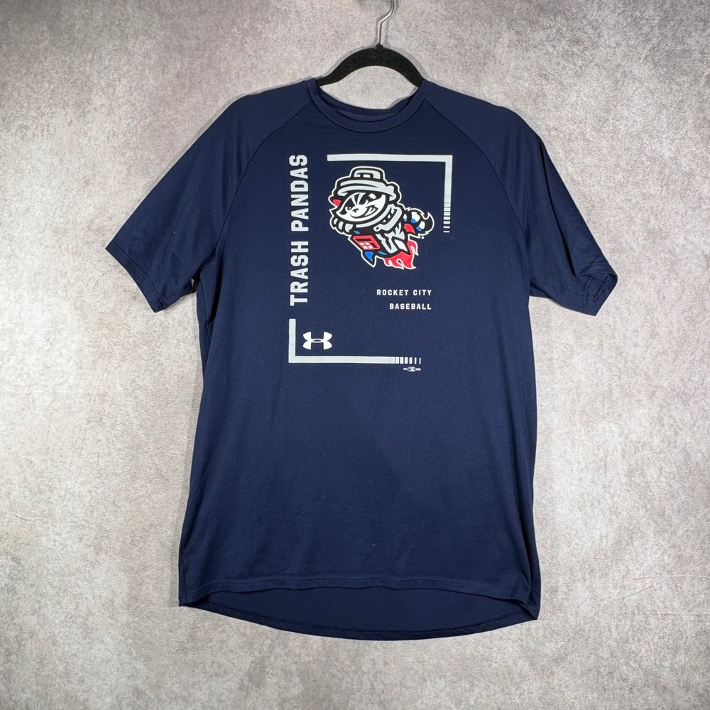 Under Armour Rocket City Trash Pandas T-Shirt Mens M Blue Baseball Tech Tee Gym